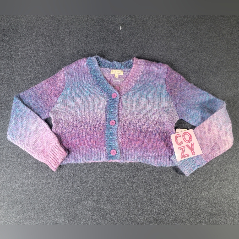 Sage & Oak Young Contemporary Knit Button Front Cropped Women's Cardigan Large